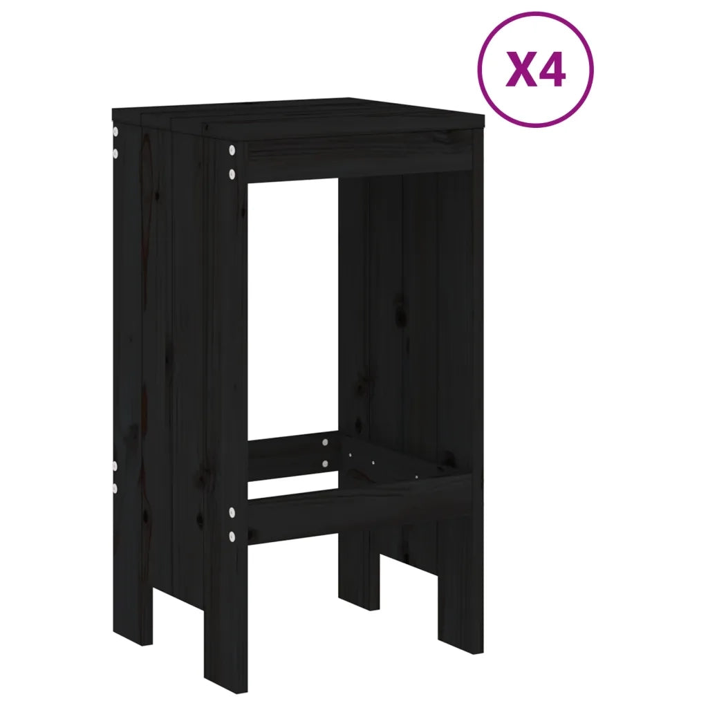 Set Bar da Giardino 5 pz Nero in Legno Massello di Pino 3157743