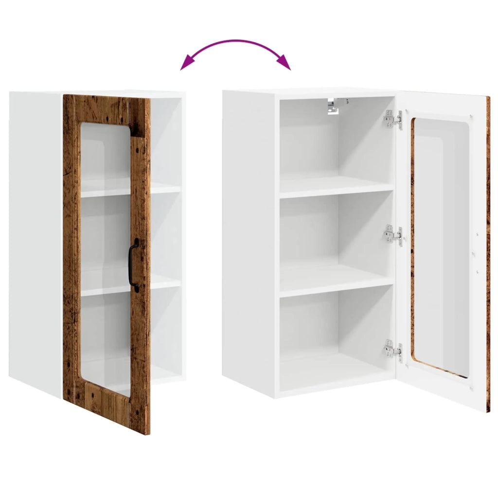 Mobile in vetro da parete LUCCA Legno antico 40 x 31 x 80 cm 885001