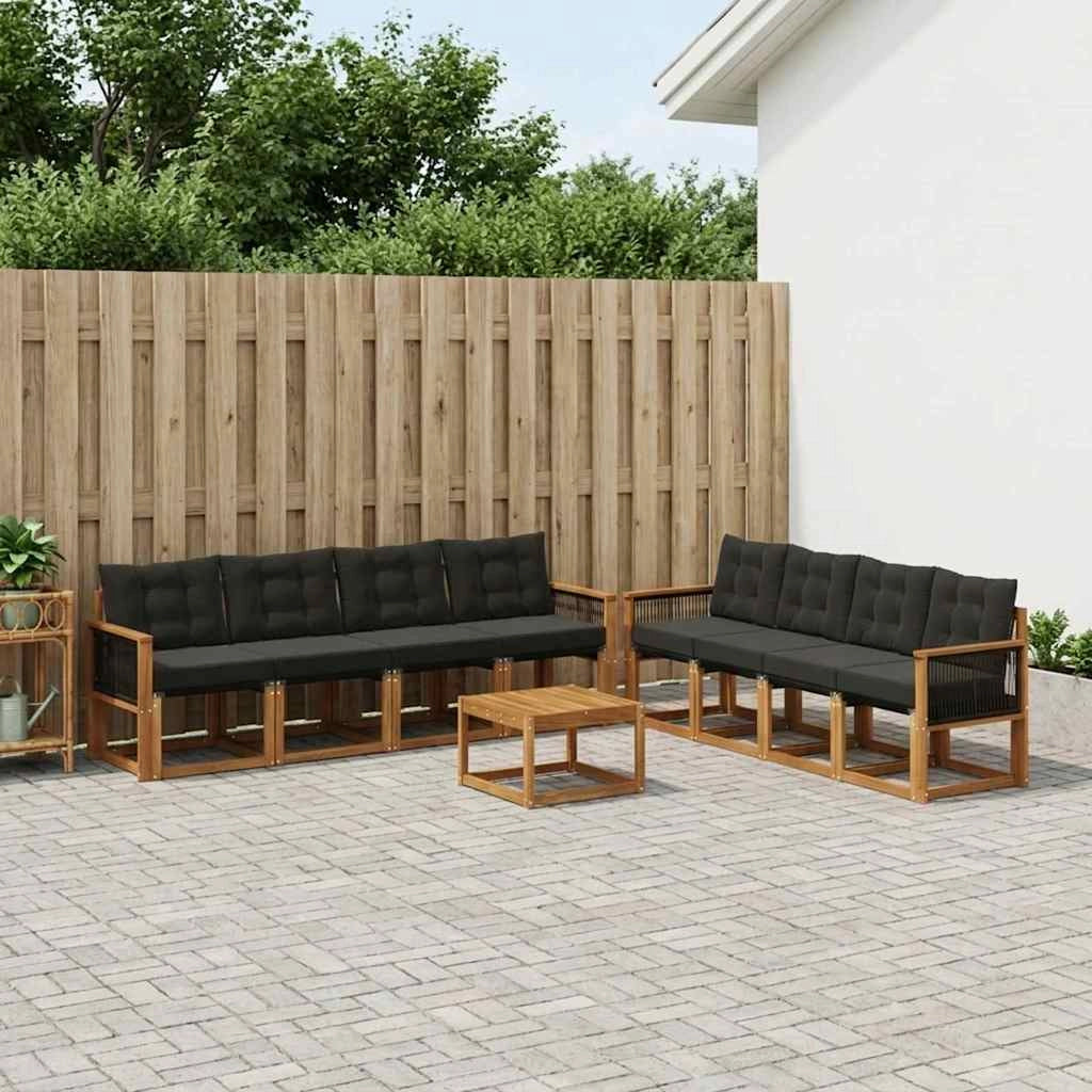 Set di divani da esterno 9 pz Naturale e Nero 3381856