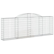 Cesto gabbione recinzione a gabbia muro di contenimento ad arco 300 x 30 x 100/120 cm ferro zincato argento 02_0040049