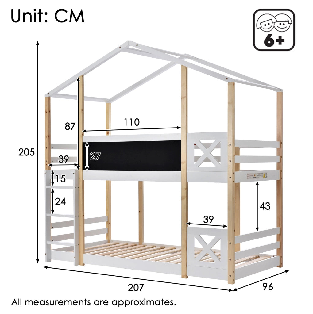 Letto a soppalco 90x200 cm con scala e tavola in legno bianco
