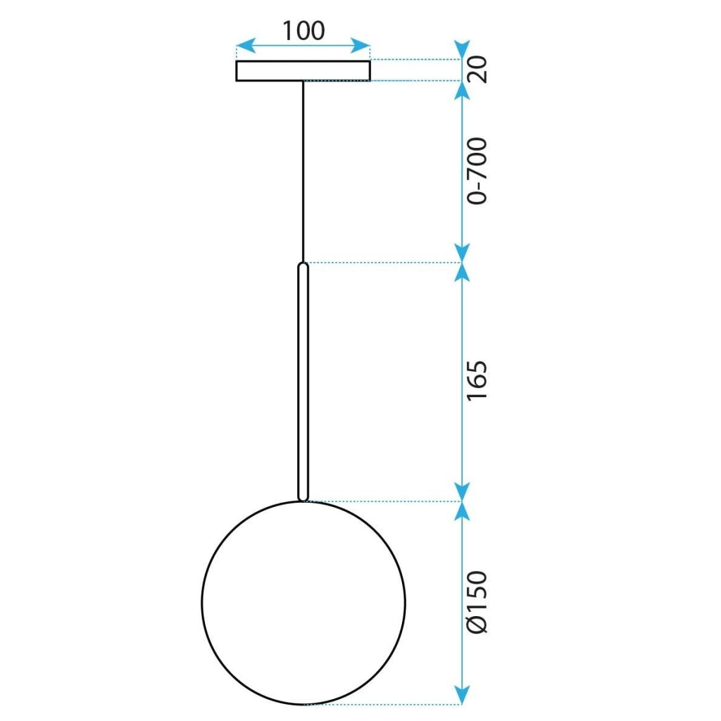 Lampada Da Soffitto A Sospensione Con Sfera Di Vetro 15cm APP1681-1CP