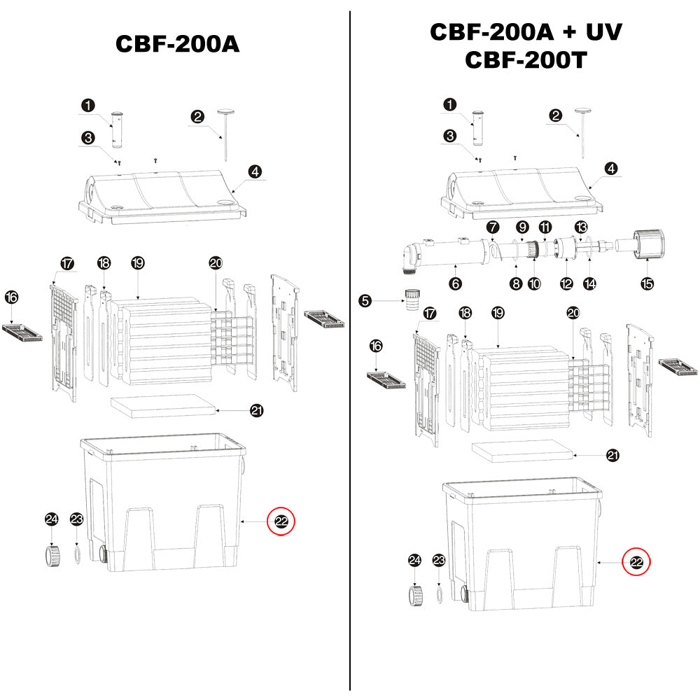 Vaschetta portafiltro di ricambio per filtro bio per laghetti CBF-200T/CBF-200U/CBF-200
