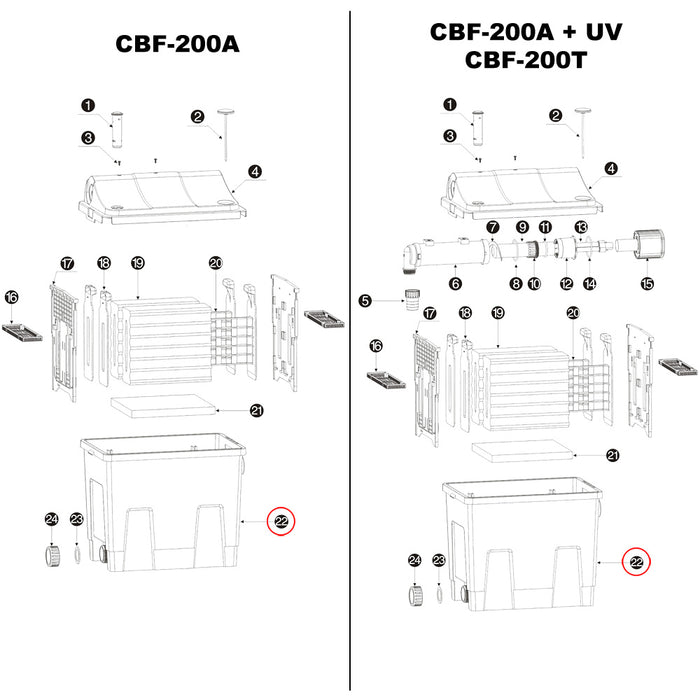 Vaschetta portafiltro di ricambio per filtro bio per laghetti CBF-200T/CBF-200U/CBF-200