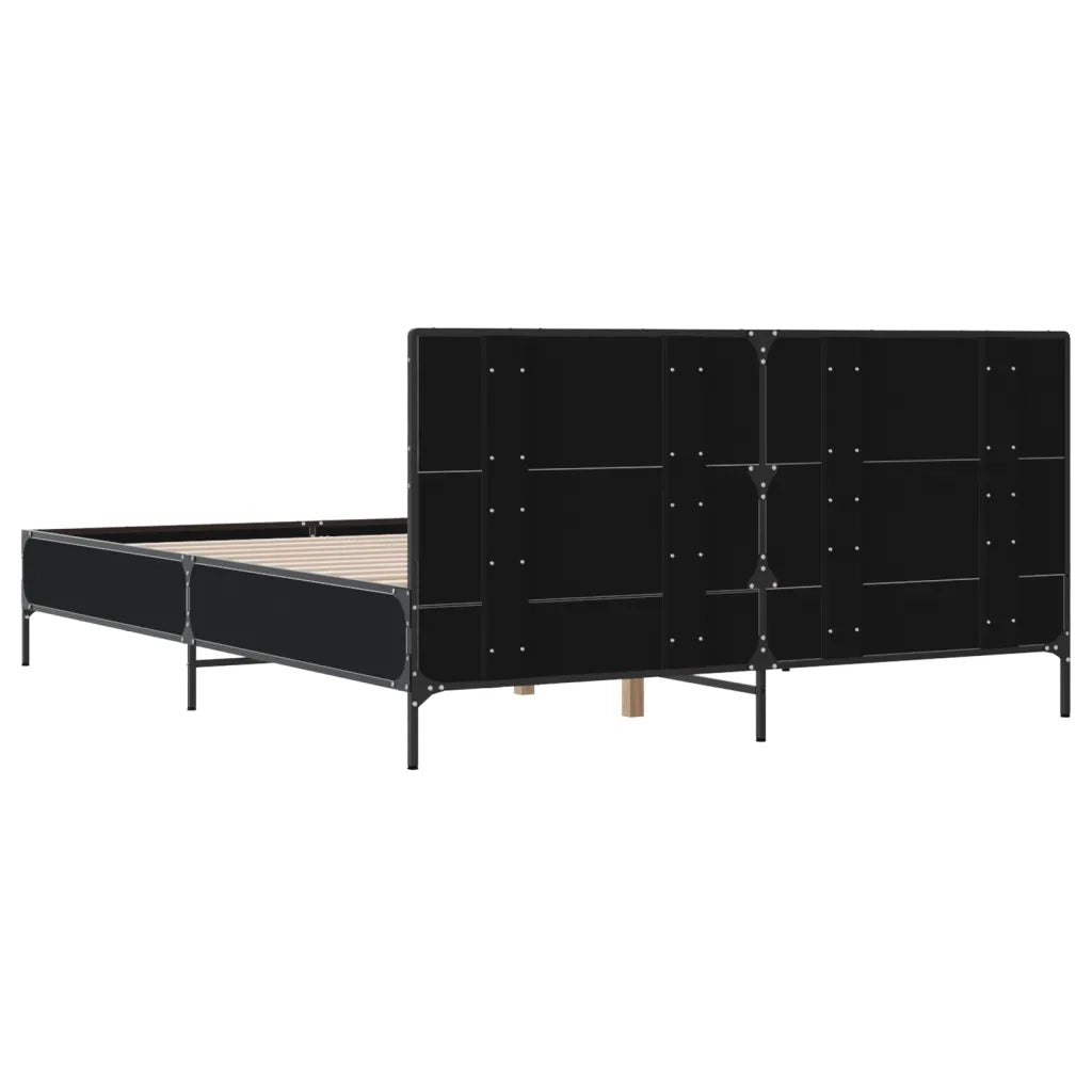 Giroletto Nero 160x200 cm in Legno Multistrato e Metallo 3280007