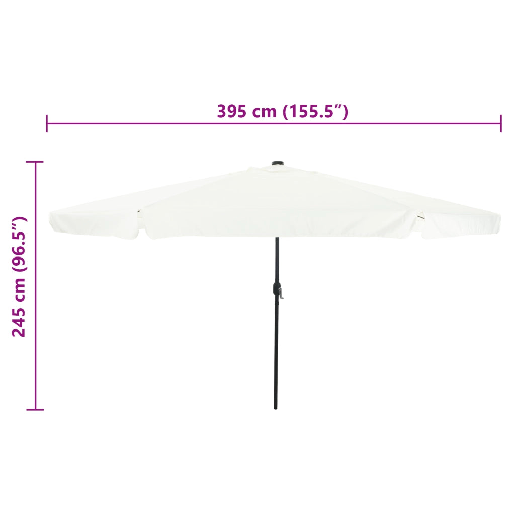 Parasol da Giardino  con Luci LED Ã¸395x245 cm Bianco Sabbia