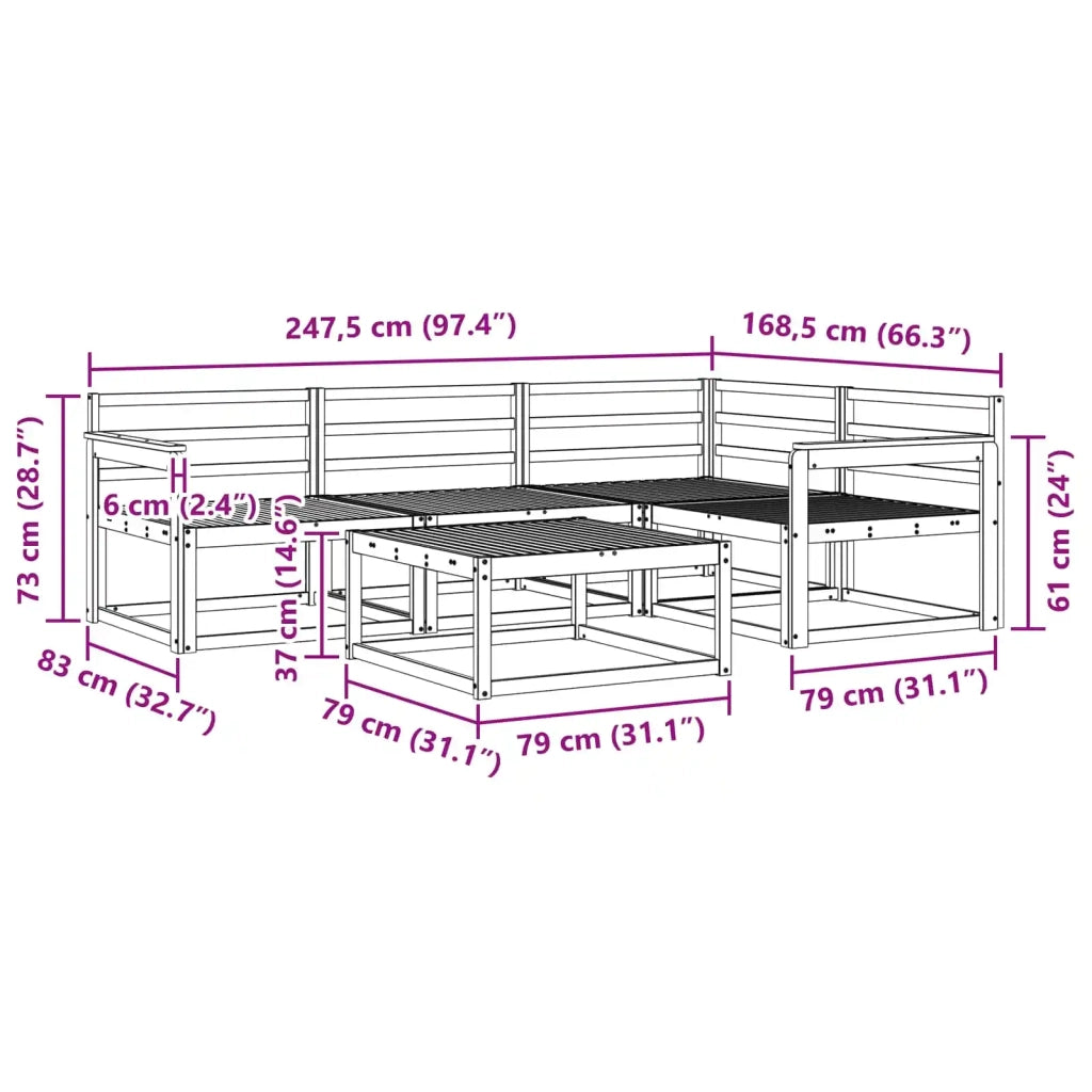 Set di divani da esterno 5 pcs Bianco 79 x 79 x 37 cm