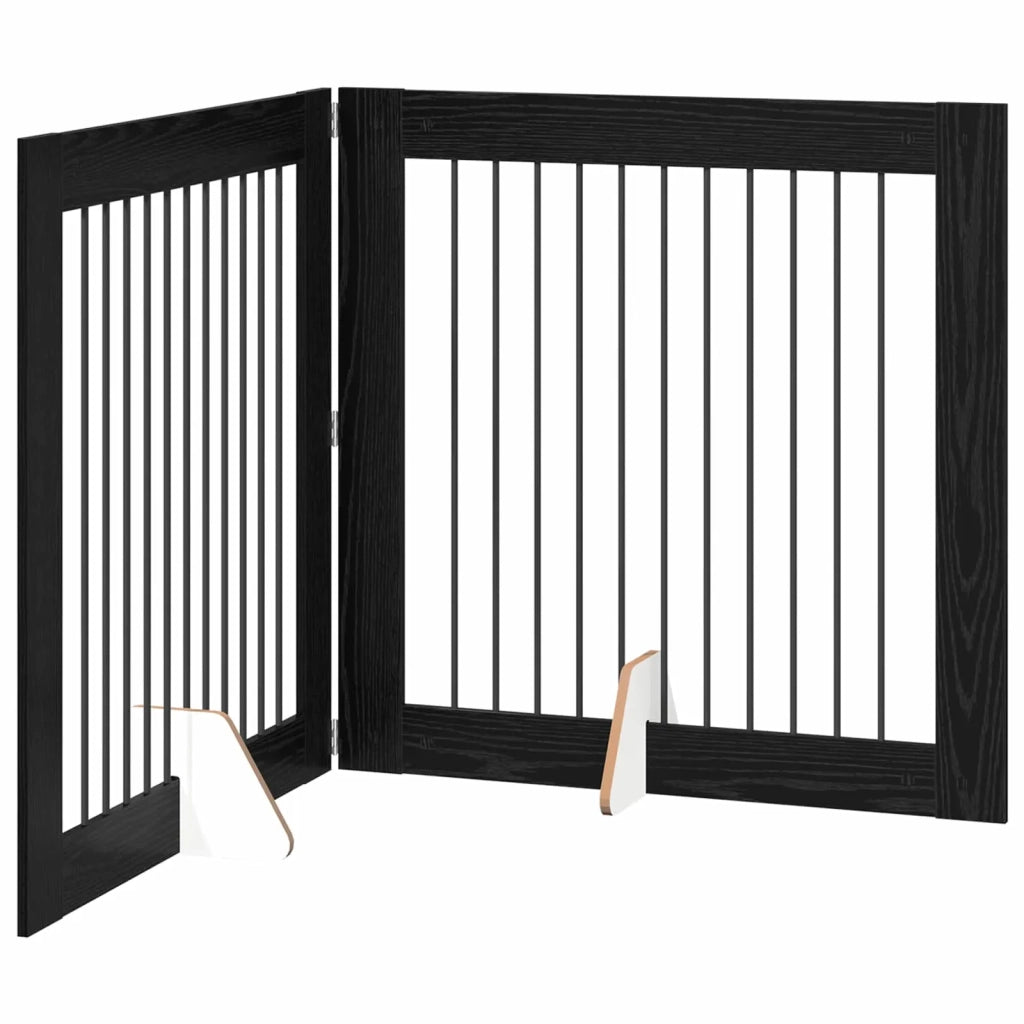 Cancello per cani con supporti 2 pz Rovere Nero 100 x 100 cm CFW5069508