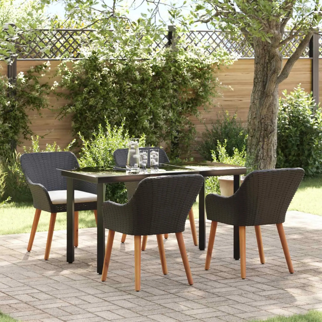 Set da Pranzo per Giardino con cuscino 5 pcs Nero polyrattan 3261672