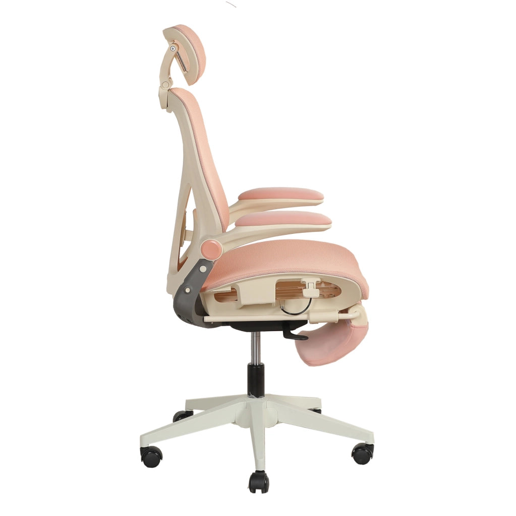 Sedia da Ufficio in Mesh con Poggiatesta 3D e Supporto Lombare; Rosa; per Studio e Lavoro