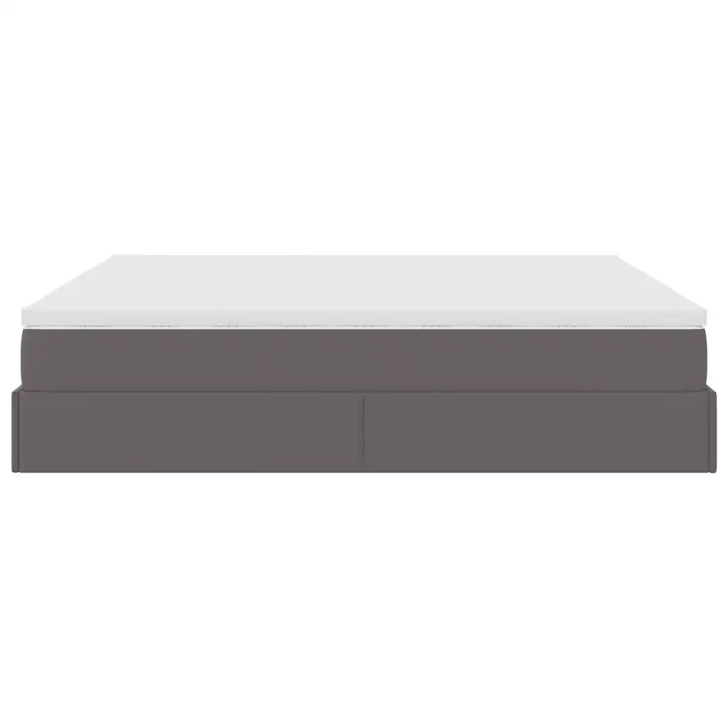 Struttura Letto Pouf con Materassi Grigio 200x200 cm Similpelle 3311059