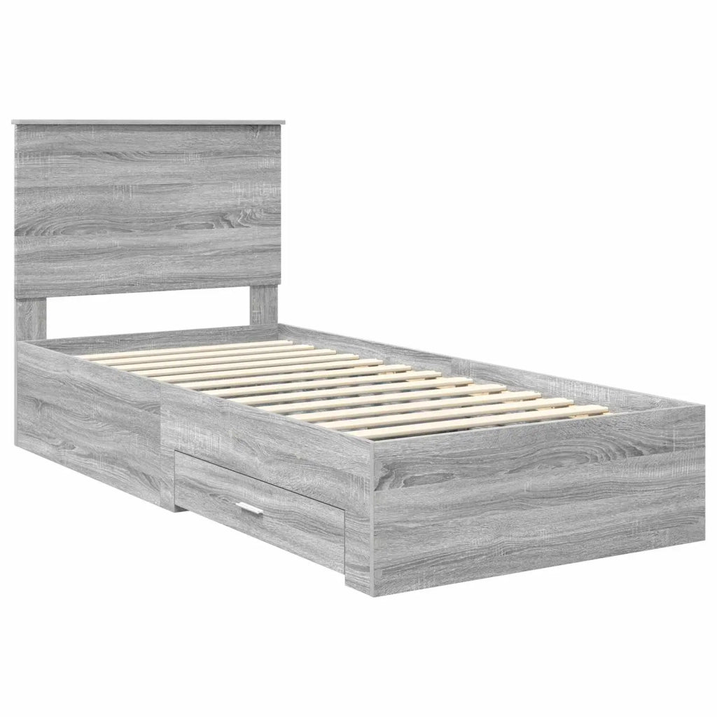 Struttura del letto con testiera Grigio Sonoma 100 x 200 cm