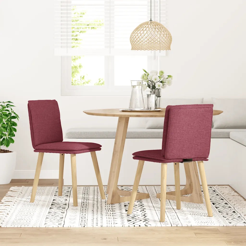 vidaXL Sedie da Pranzo 2 pz Rosso Vino in Tessuto