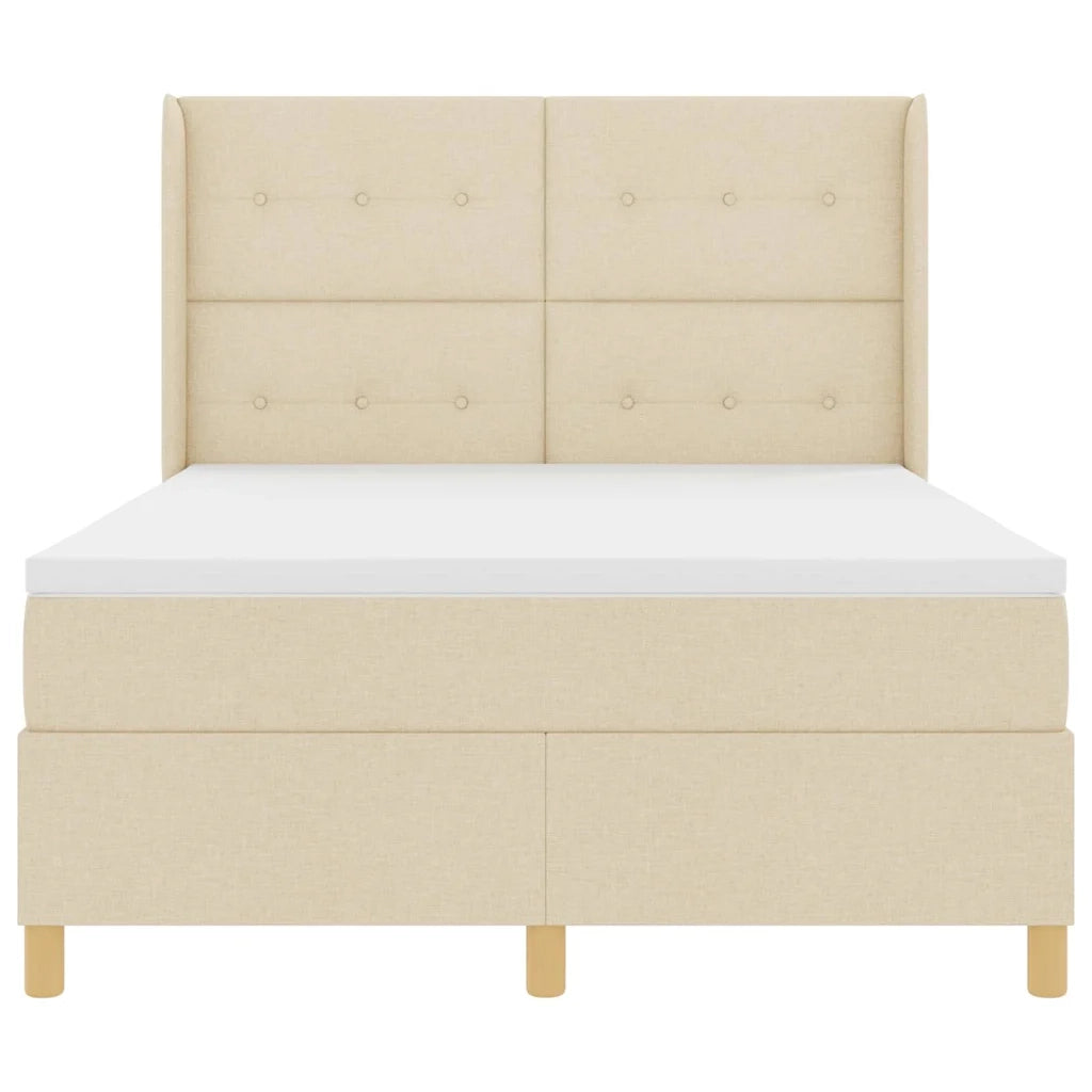 Letto a molle con cuscino Crema 140 x 200 cm Tessuto 3343698