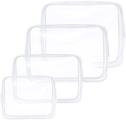 Set di contenitori per bagno trasparenti, 4 pezzi di borse per cosmetici trasparenti, contenitori per bagno in PVC impermeabili, borse per cosmetici TSA autorizzate, per famiglie, uomini e donne, bianco