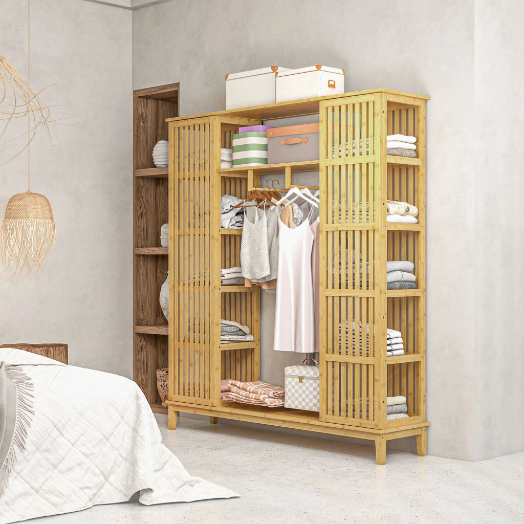 Armadio Scorrevole con Ante ¨C Zephmum ¨C Bianco Bamb¨´ 145x35x165cm