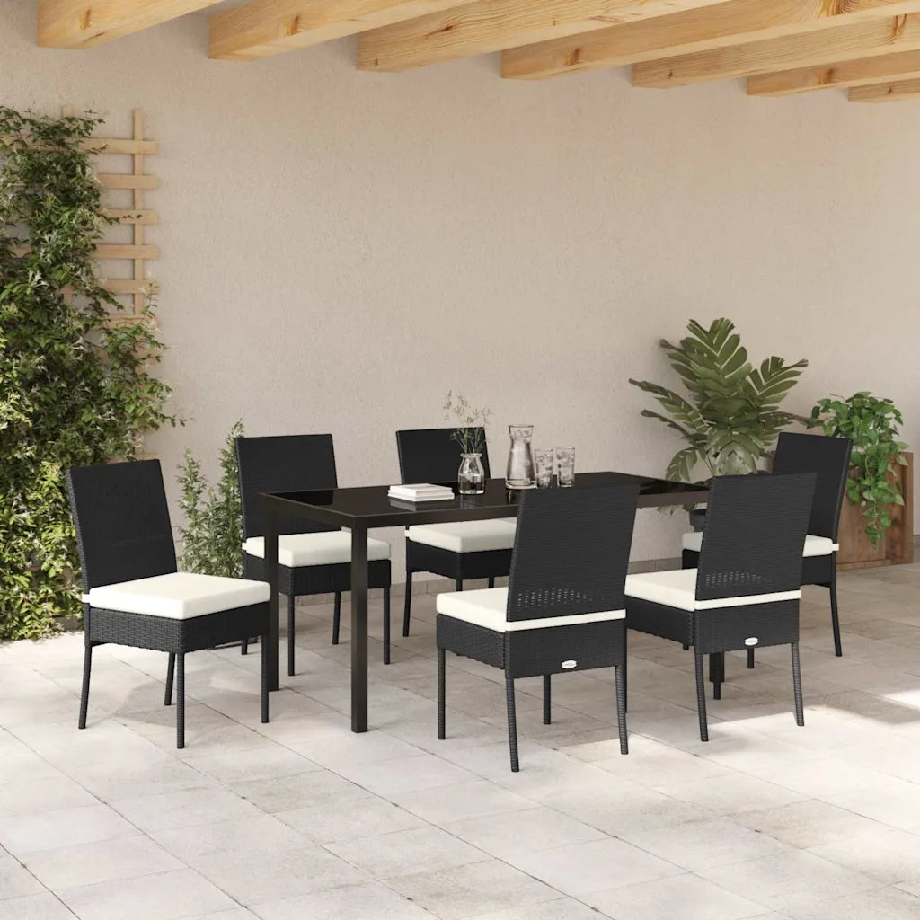 Set da Pranzo per Giardino 7 pcs Nero