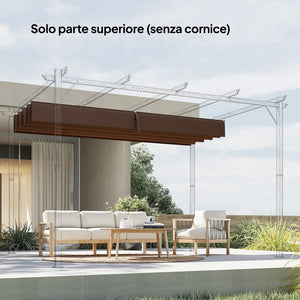 Telo Pergola per Esterni Anti UV 286x245 cm con 8 Fori di Drenaggio in Poliestere Bianco Caffè