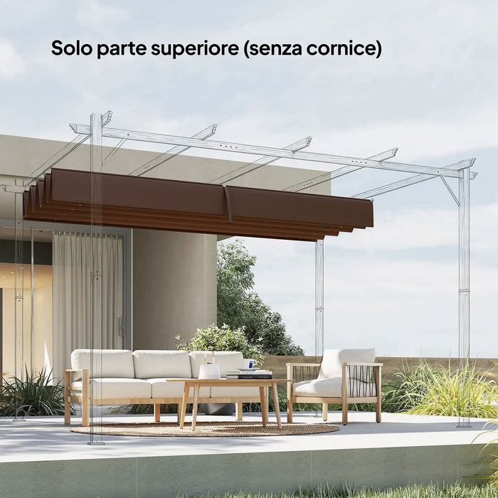 Telo Pergola per Esterni Anti UV 286x245 cm con 8 Fori di Drenaggio in Poliestere Bianco Caffè