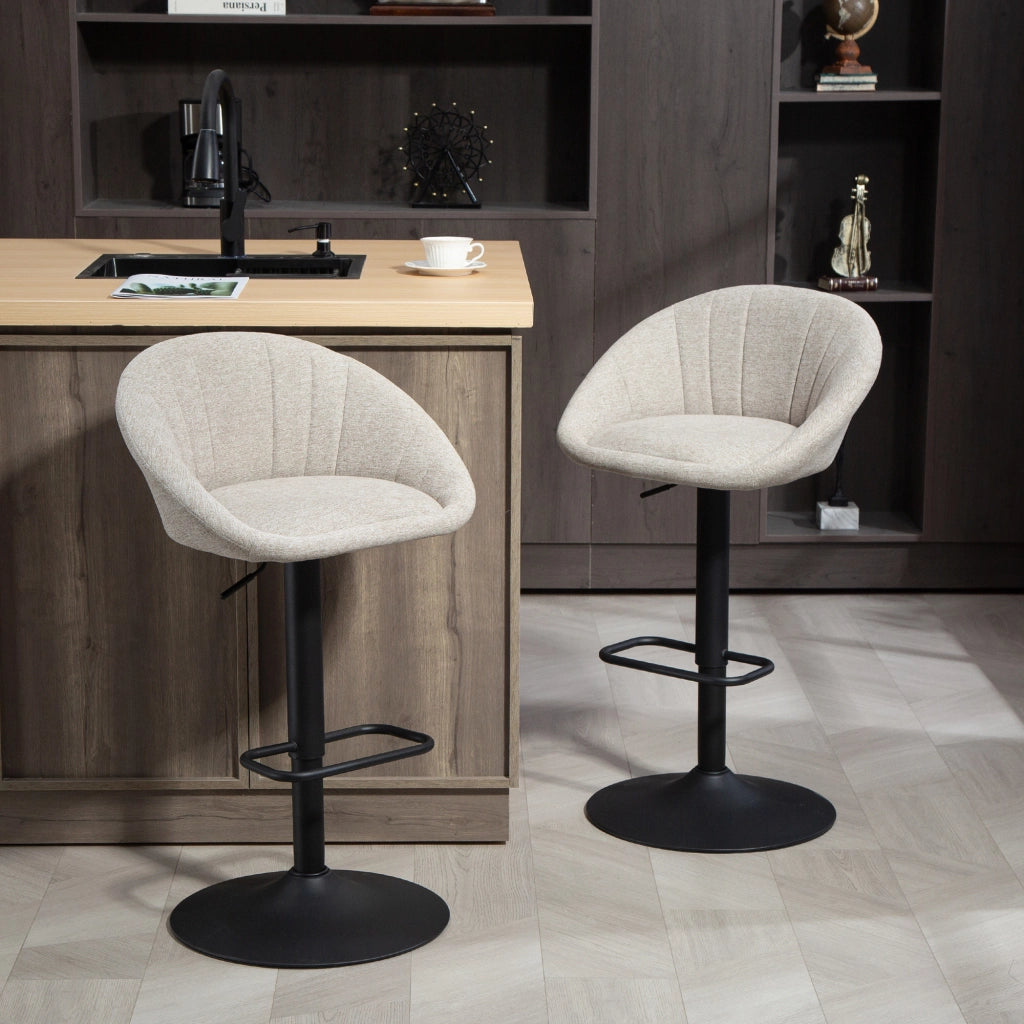 Sgabelli da Bar Set 2 Pezzi Altezza Regolabile Seduta Girevole ¨C Zephmum ¨C Tessuto Beige