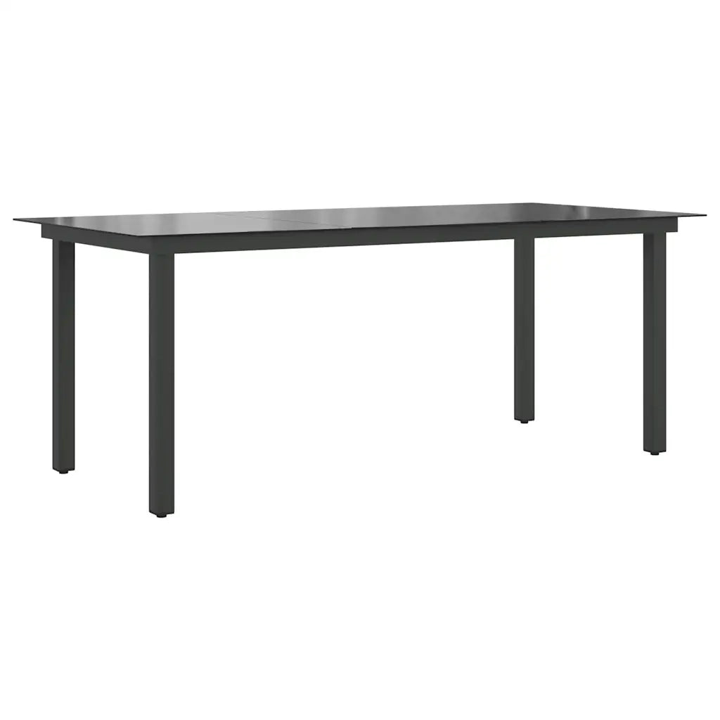 Tavolo da Giardino | Tavolino da esterno Nero 190x90x74 cm in Alluminio e Vetro