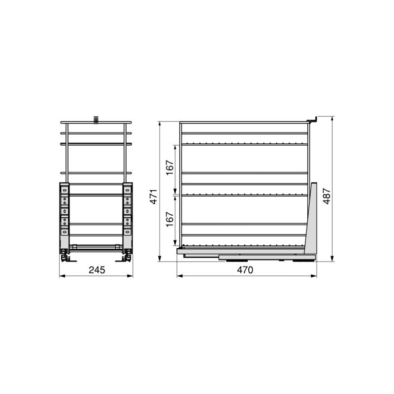 SupraMax portabottiglie laterale estraibile SupraMax con chiusura soft, modulo 200 mm, Acciaio, Cromato lucido