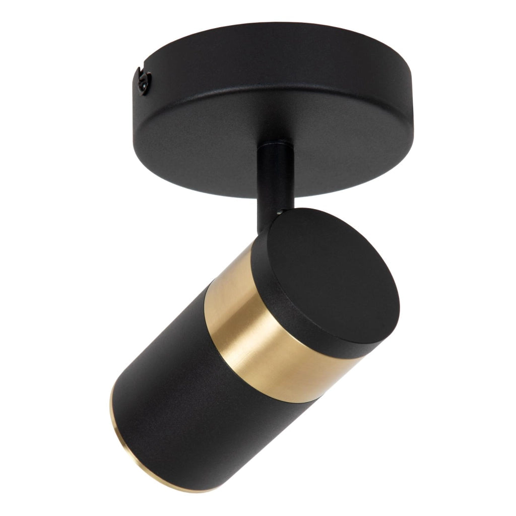Faretto soffitto GORIK 1xGU10 nero oro rotondo Lucide