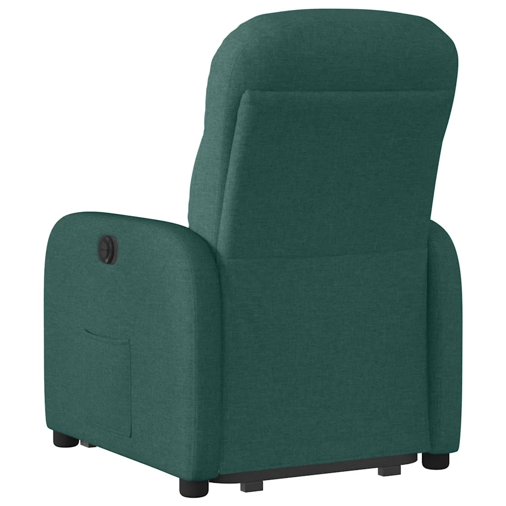 vidaXL Poltrona Alzapersona Reclinabile Elettrica Verde Scuro Tessuto