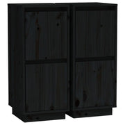 Buffet credenza cassettiera armadio mobile contenitore organizer per cucina soggiorno salotti set da 2 31,5 x 34 x 75 cm legno massello di pino nero 02_0036895