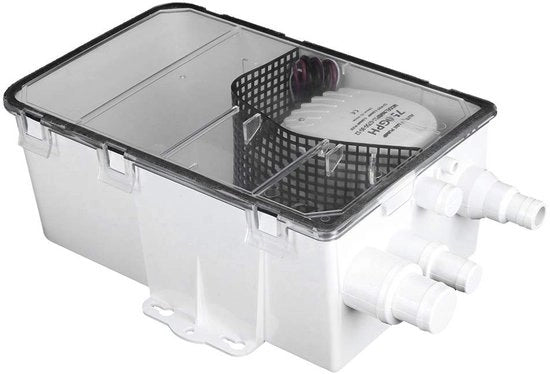 Pompa per doccia 750 GPH - Bacino per doccia - 12V - Interruttore integrato - Filtro in tessuto - Lunghezza cavo 85 cm - Materiale ABS - Pompa di scarico