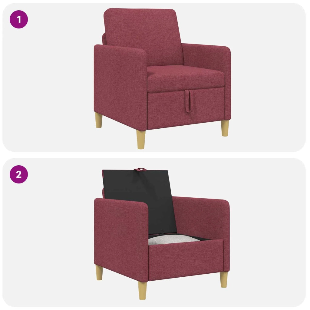 Divano con Storage Rosso Vino 72 x 78 x 87 cm Poliestere 42036866
