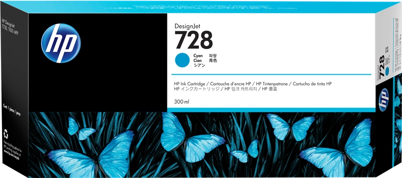 HP Cartuccia inchiostro ciano DesignJet 728, 300 ml