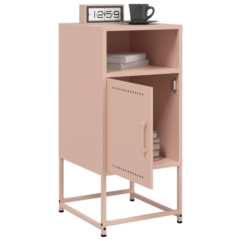 Comodino | Armadio da Notte | Mobiletto da notte Rosa 36x39x78 cm in Acciaio