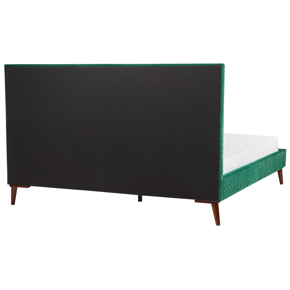 Letto 180 x 200 cm Tessuto verde Struttura imbottita a nido d'ape trapuntato
