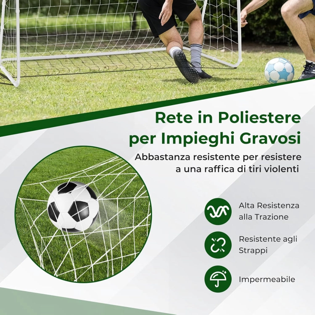 Porta da Calcio, Rete da Calcio 216 cm x 152 cm con Telaio Resistente e Picchetti per Terreno, Resistente alle Intemperie per Training di Tiro al Calcio per Bambini