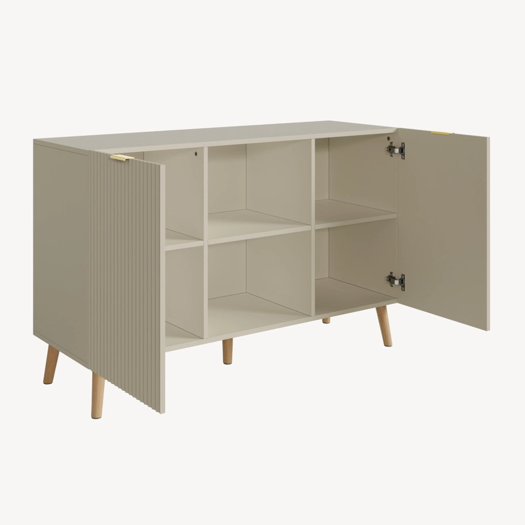 Credenza Nand Madia con 2 Ante Scanalate 120x40x76 cm color Sabbia [en.casa]