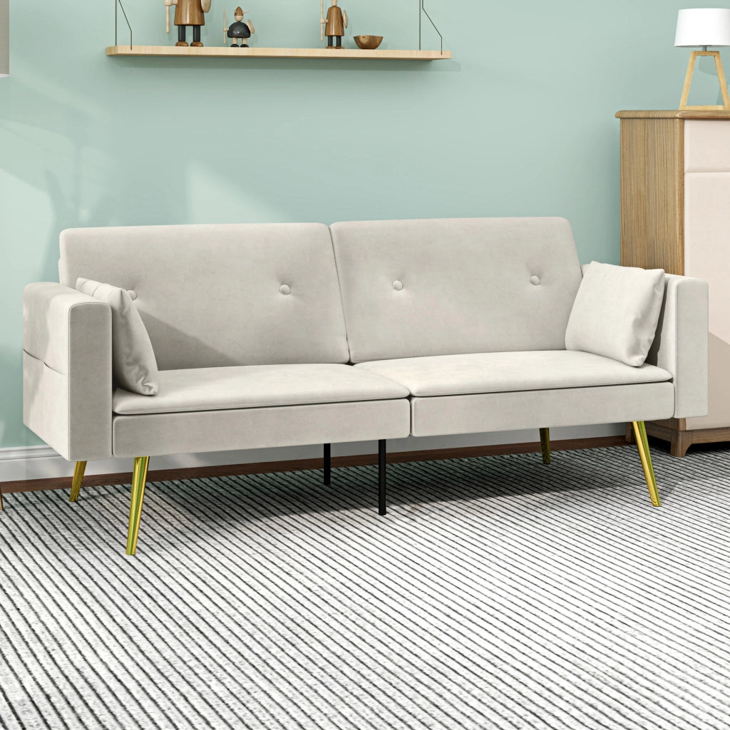 DIVANO LETTO trasformabile 160x93 cm Beige in poliestere