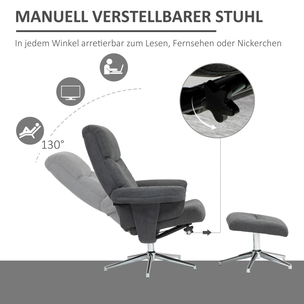 Poltrona relax reclinabile con poggiapiedi ¨C zephmum ¨C velluto grigio scuro