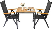 Set per giardino - Set per balcone - Set per giardino piccolo - 2 persone - Tavolo e 2 sedie - Sedie da giardino regolabili - Legno con metallo