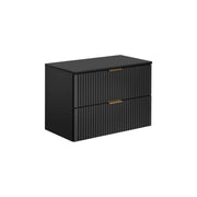 Mobile sottolavabo NOXERA 80 cm – Nero opaco – 2 cassetti + piano per lavabo