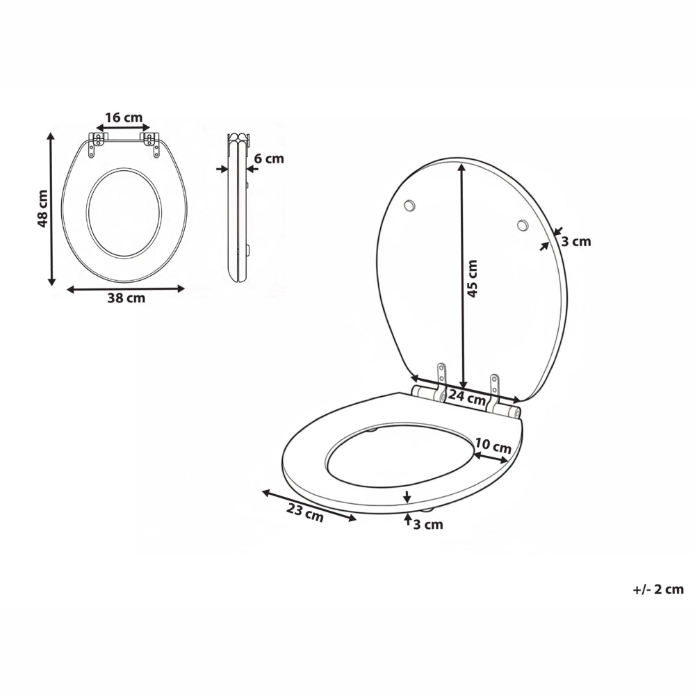 Sedile per wc in MDF nero lucido 48 x 38 cm Accessori per il bagno Stile tradizionale Wc bagno