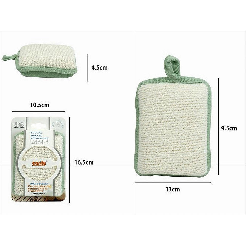 Trade Shop - Spugna Doccia Esfoliante Bagno Per Cura Corpo Bombata 13x9.5x4.5 Cm Verde 79650 -