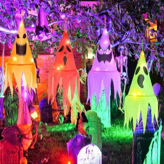 Decorazioni di Halloween premium 4 pezzi Decorazioni esterne per Halloween e Natale con cappello di strega per illuminazione esterna