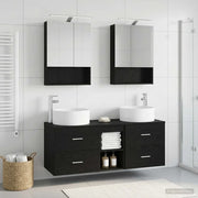 Set di mobili per il bagno 5 pcs Rovere Nero 3407080