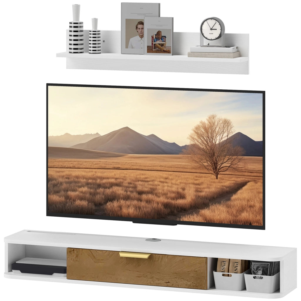 Mobile TV con credenza e scaffale a parete ¨C zephmum ¨C bianco 120x30x40 cm