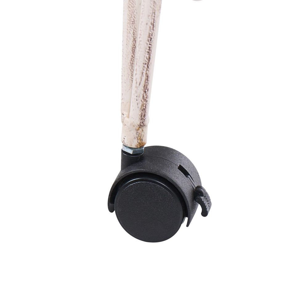 Scaffale in ferro bianco a 2 ripiani con ruote per bagno in stile retrò
