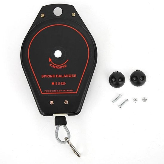 Sostegno per attrezzi 0,6-2,0 kg - Supporto per strumenti scorrevole - Capacità di sospensione per nastro - Costruzione metallica/rubnera - Dimensioni 18 x 10,3 x 4 cm - Peso 408 g - Sistemi di sospensione