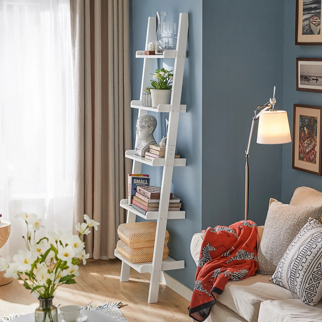 Scaffale a scala,Librerie, Scaffale da angolo Bianco FRG17-W