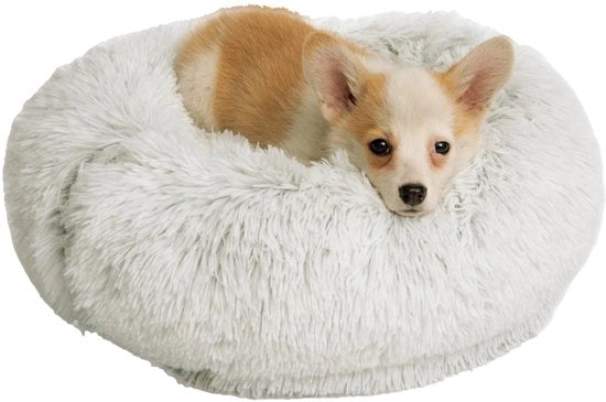 Cuscino per cani da 50 cm di diametro in pelle lavabile, con copertura rimovibile, culla per cani piccoli, culla per cani, letto per cani in pelle lavabile, colore argento perlato.