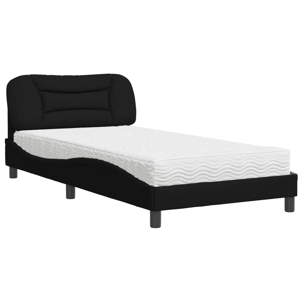 Letto con Materasso Hvar Nero 100x200 cm in Tessuto 3208515